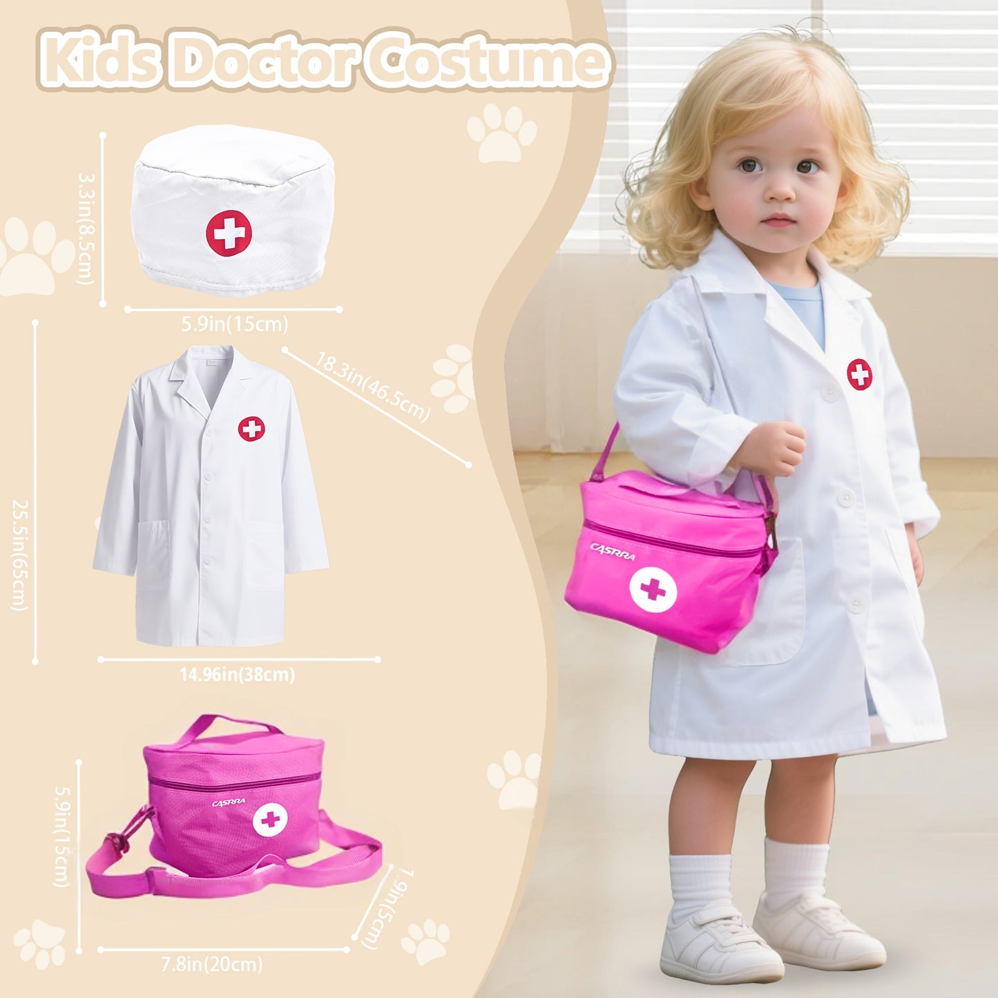 Casrra Interactive Electronic Stuffed Dog Toy Doctor Kit for Kids Pink Shoulder Bag Safe & Educational Ages 3-9 Doctor Kit for Toddlers ABS Material Toys