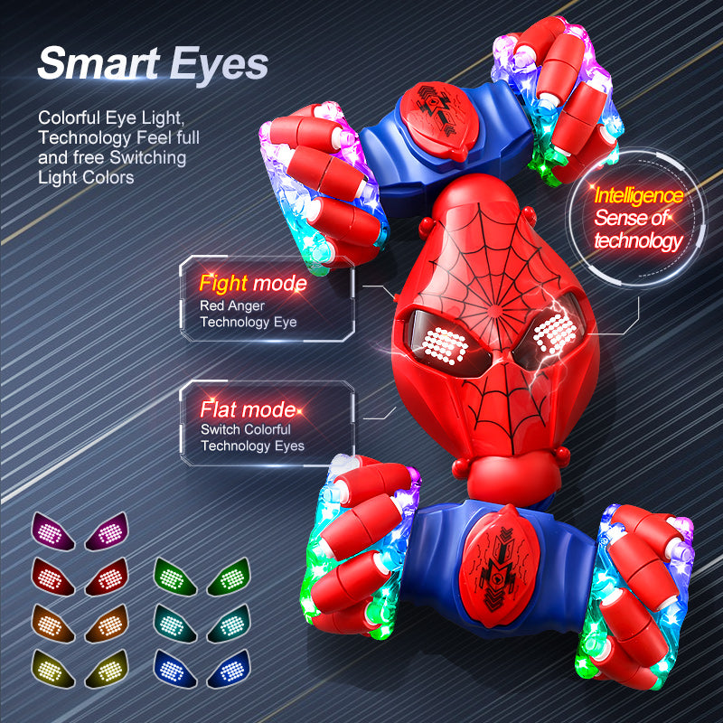 Casrra Gesture Sensing Stunt RC Car in Red for Kids Aged 8+, All-Terrain 4WD with Lights, Dual Remote Control, Music, 360°Rotation, 2.4Ghz Anti-Interference, with 2 Rechargeable Batteries,Ideal Festival & Birthday Gif
