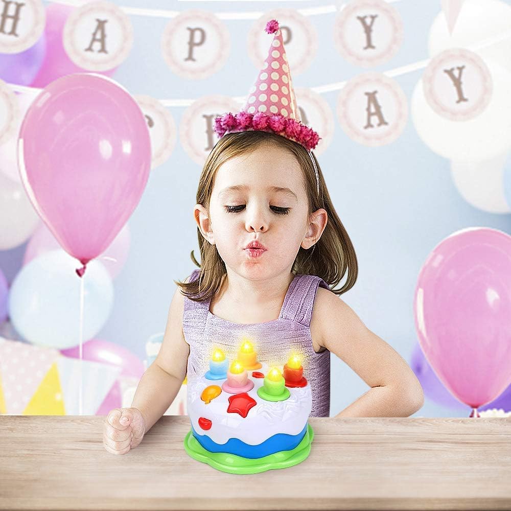 Casrra First Birthday Cake Toy - Music Cake Toys with Counting and Blow Candles Singing Toys for 1 2 3 4 Years Old Boys Girls Birthday and Xmas Gift