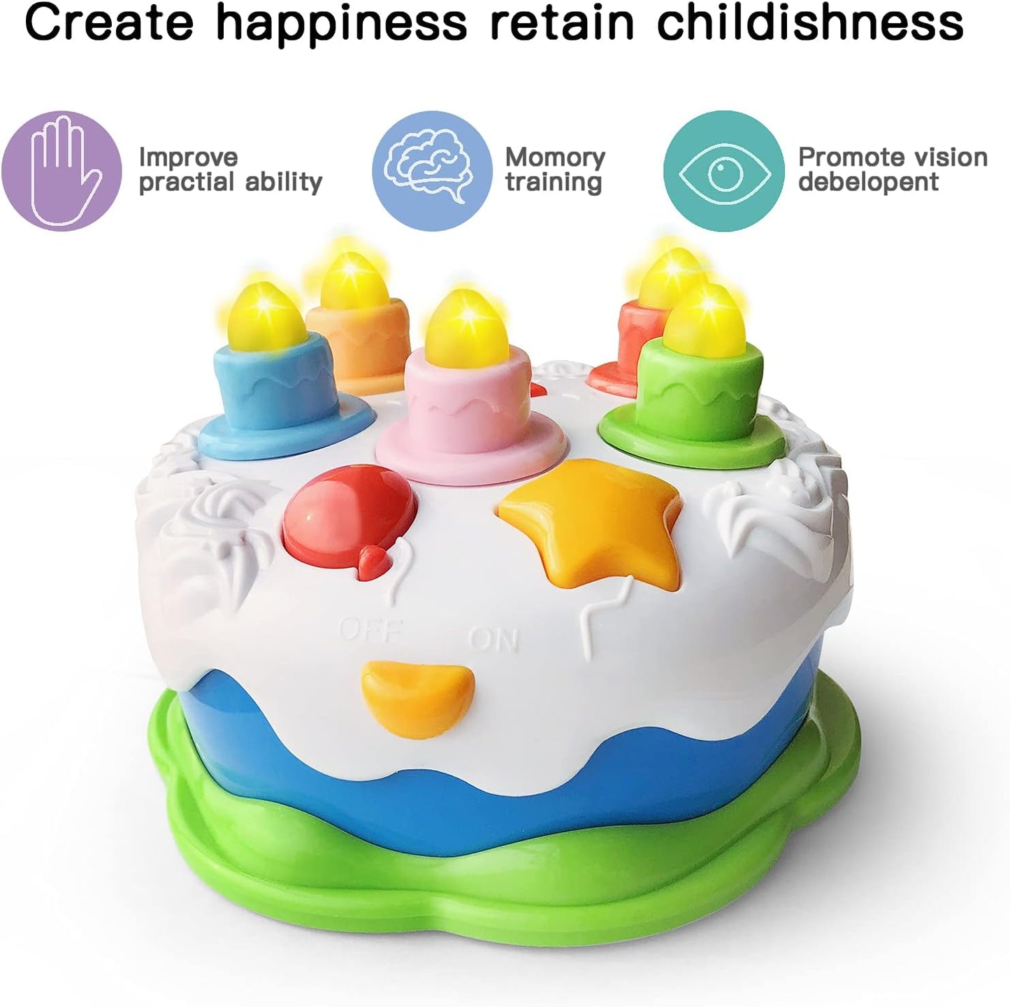 Casrra First Birthday Cake Toy - Music Cake Toys with Counting and Blow Candles Singing Toys for 1 2 3 4 Years Old Boys Girls Birthday and Xmas Gift