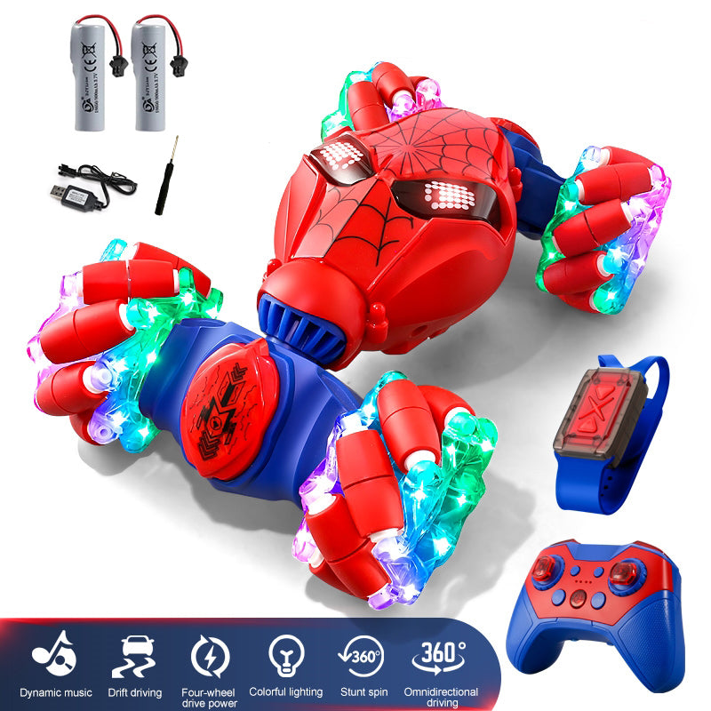 Casrra Gesture Sensing Stunt RC Car in Red for Kids Aged 8+, All-Terrain 4WD with Lights, Dual Remote Control, Music, 360°Rotation, 2.4Ghz Anti-Interference, with 2 Rechargeable Batteries,Ideal Festival & Birthday Gif