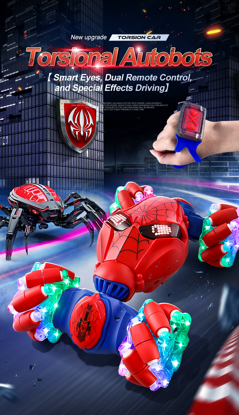 Casrra Gesture Sensing Stunt RC Car in Red for Kids Aged 8+, All-Terrain 4WD with Lights, Dual Remote Control, Music, 360°Rotation, 2.4Ghz Anti-Interference, with 2 Rechargeable Batteries,Ideal Festival & Birthday Gif