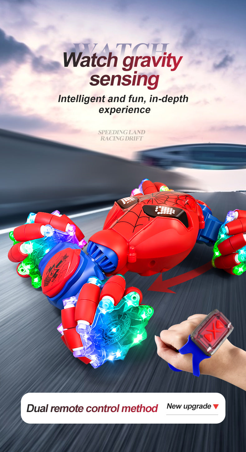 Casrra Gesture Sensing Stunt RC Car in Red for Kids Aged 8+, All-Terrain 4WD with Lights, Dual Remote Control, Music, 360°Rotation, 2.4Ghz Anti-Interference, with 2 Rechargeable Batteries,Ideal Festival & Birthday Gif