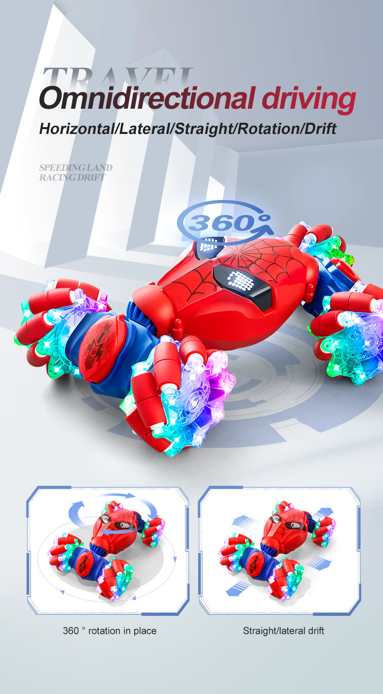 Casrra Gesture Sensing Stunt RC Car in Red for Kids Aged 8+, All-Terrain 4WD with Lights, Dual Remote Control, Music, 360°Rotation, 2.4Ghz Anti-Interference, with 2 Rechargeable Batteries,Ideal Festival & Birthday Gif