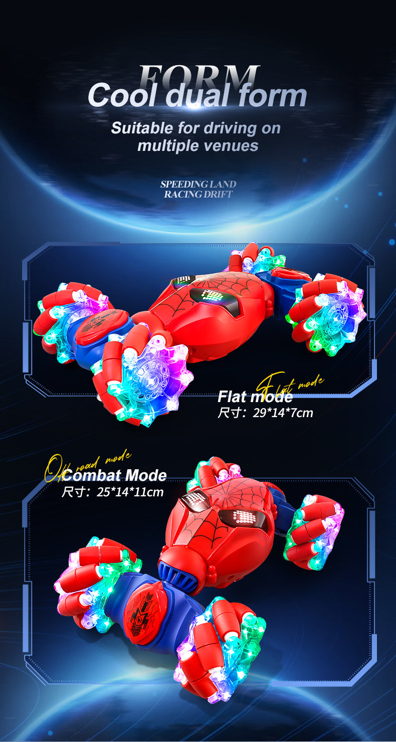Casrra Gesture Sensing Stunt RC Car in Red for Kids Aged 8+, All-Terrain 4WD with Lights, Dual Remote Control, Music, 360°Rotation, 2.4Ghz Anti-Interference, with 2 Rechargeable Batteries,Ideal Festival & Birthday Gif
