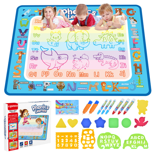 Casrra Aqua Doodle Mat for Kids Mess-Free Water Drawing Mat with Magic Accessories Perfect Birthday Toy for Toddlers Ages 3-5 Year Old Girls and Boys