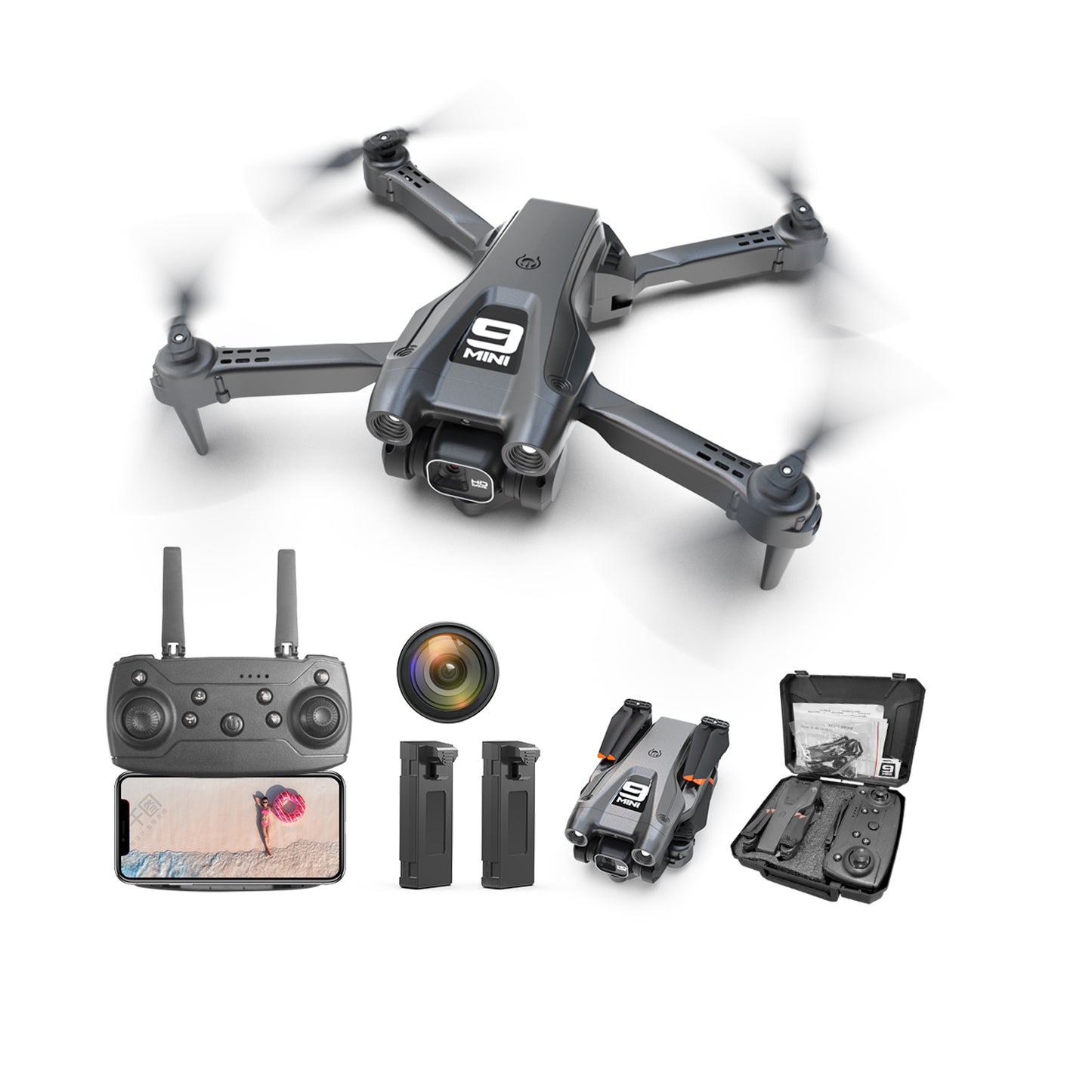 Drone with 4K Camera for Adults, Casrra RC Quadcopter with High Speed Brushless Motor, Altitude Hold, Waypoint Fly, 2 Modular 1800mAh Batteries for 30 Mins Long Flight, Carrying Case, Black