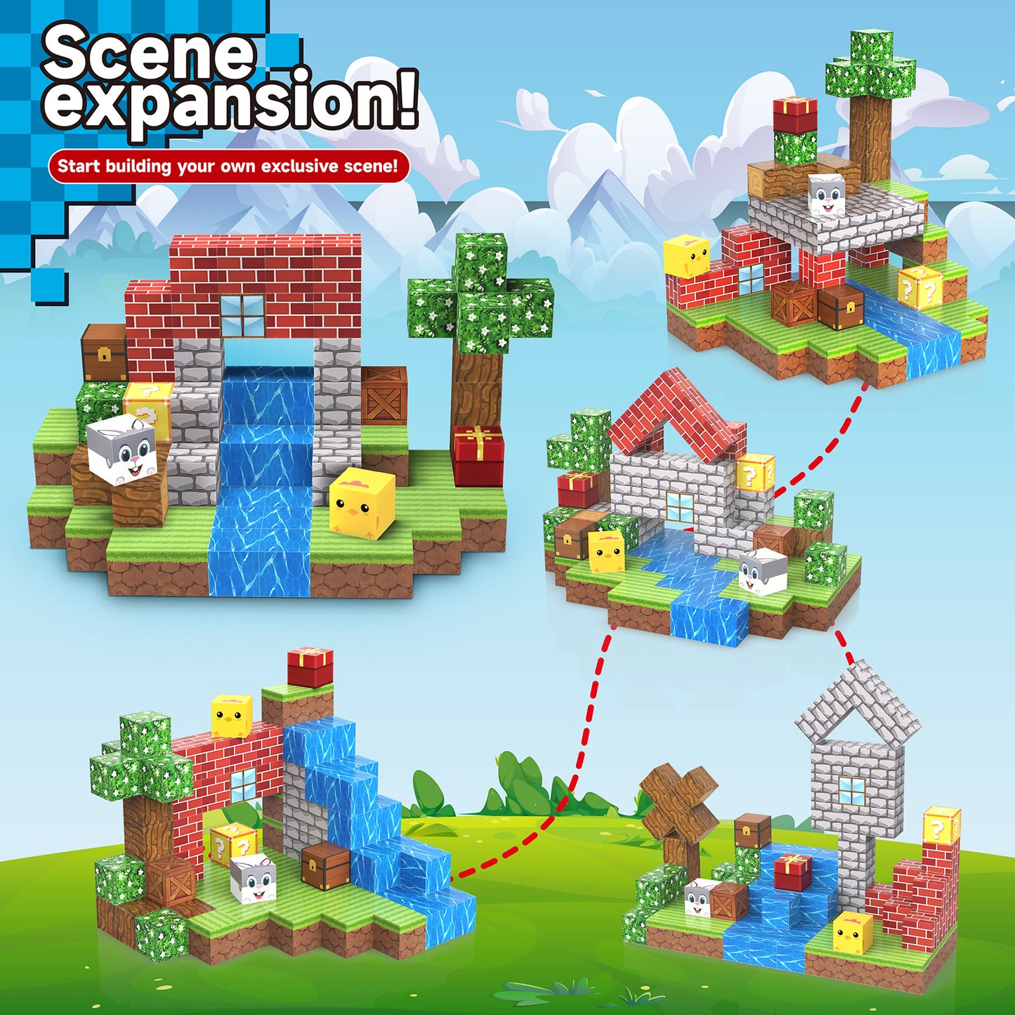 Casrra Magnetic Blocks Cube Game - 100PCS Kids Forest Magnetic Building Blocks STEM Montessori Stacking Toy, Gift for Boys and Girls Ages 3+