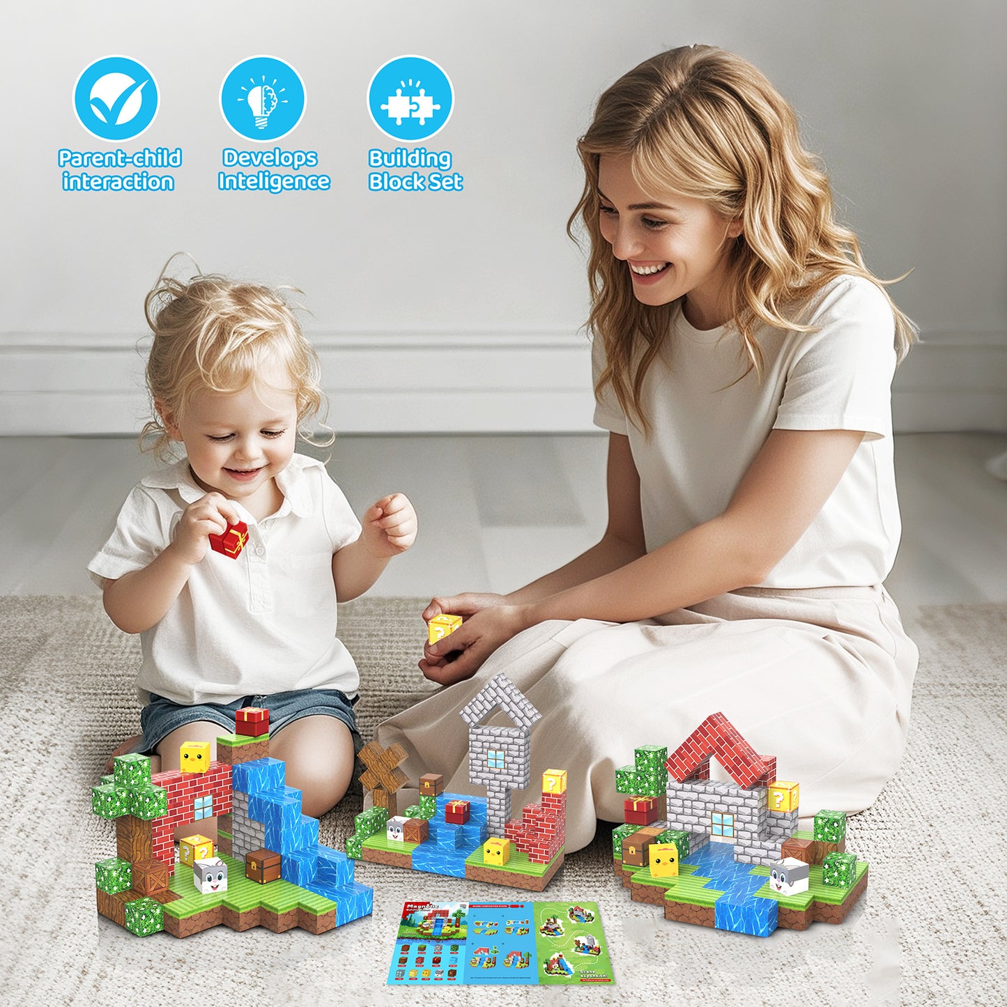 Casrra Magnetic Blocks Cube Game - 100PCS Kids Forest Magnetic Building Blocks STEM Montessori Stacking Toy, Gift for Boys and Girls Ages 3+