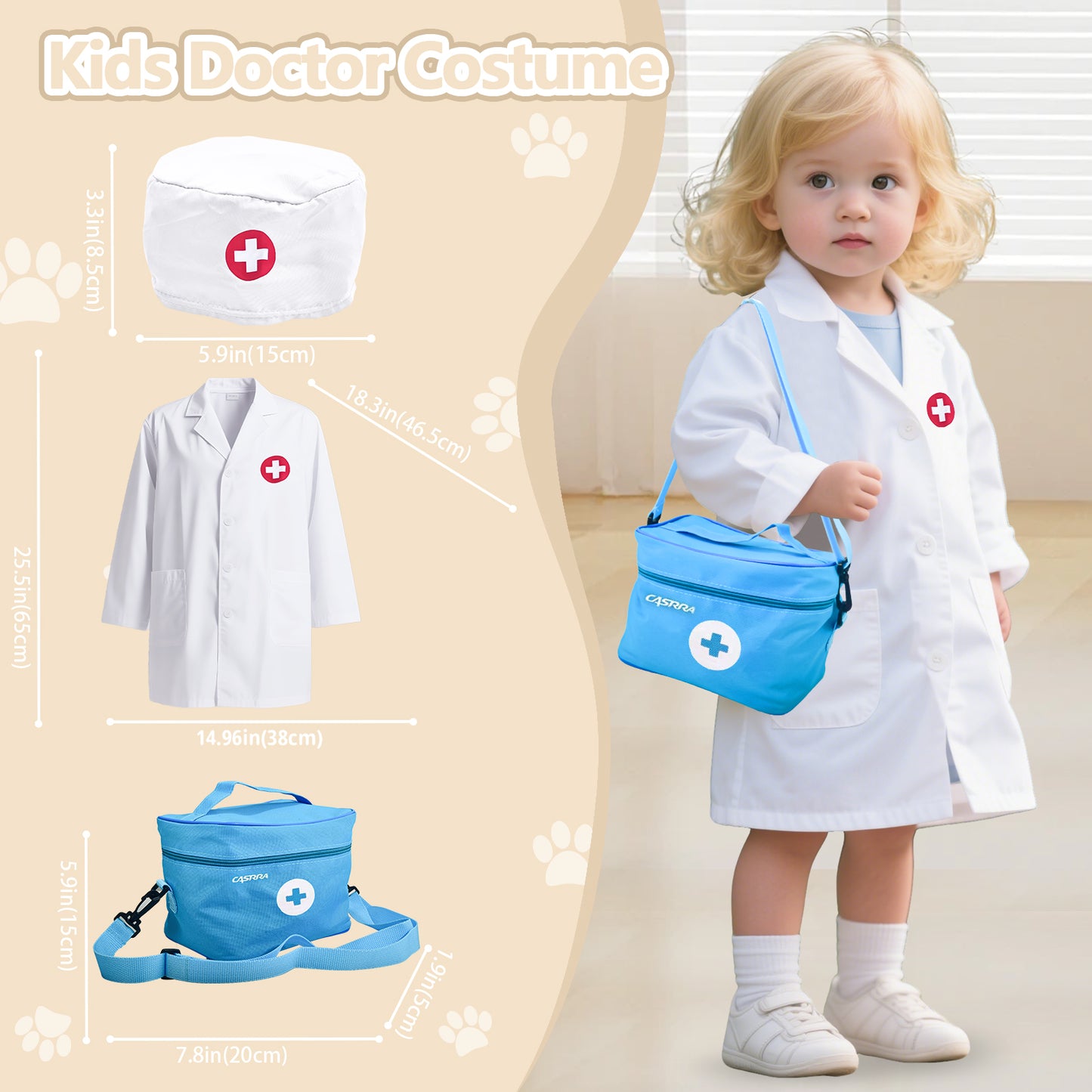 Casrra Doctor Kit for Toddlers Pet Medical Toy Set Interactive Plush Dog, Veterinary Tools, Fun of Role-playing, Blue ABS Material Toys