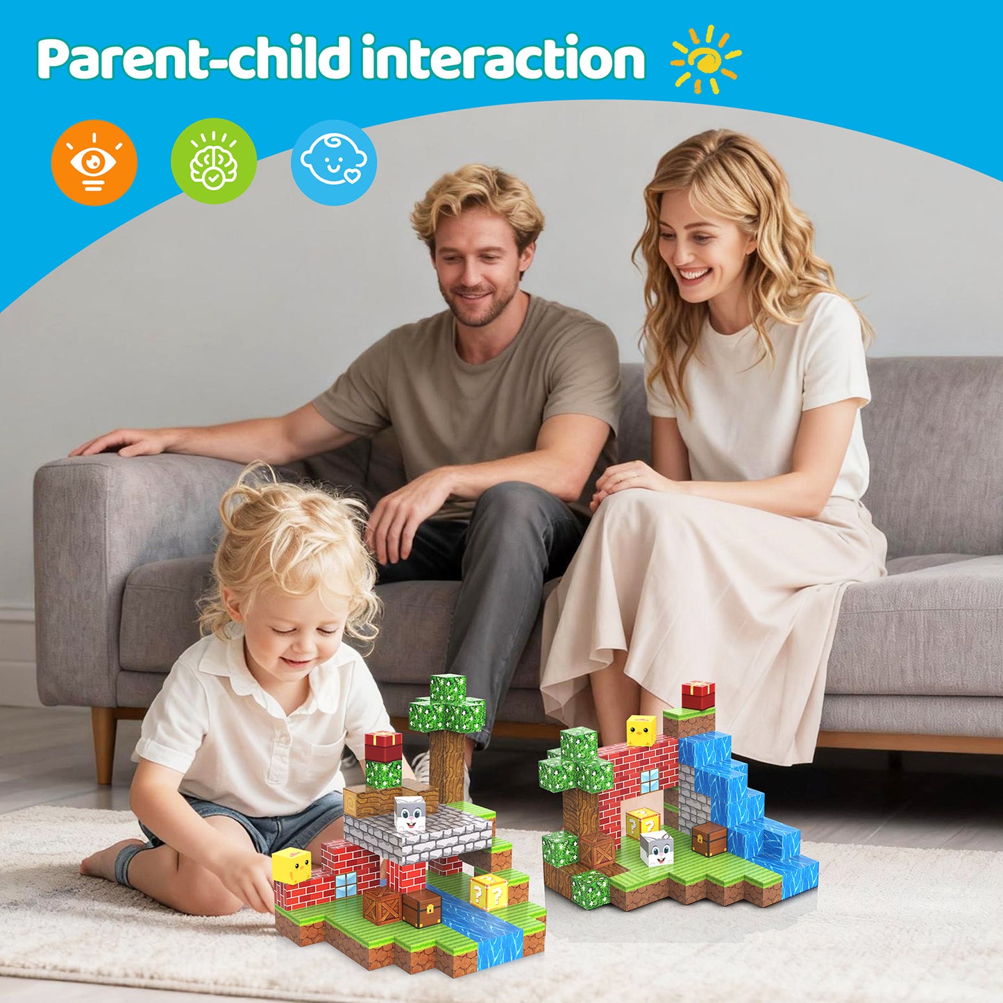 Casrra Magnetic Blocks Cube Game - 100PCS Kids Forest Magnetic Building Blocks STEM Montessori Stacking Toy, Gift for Boys and Girls Ages 3+