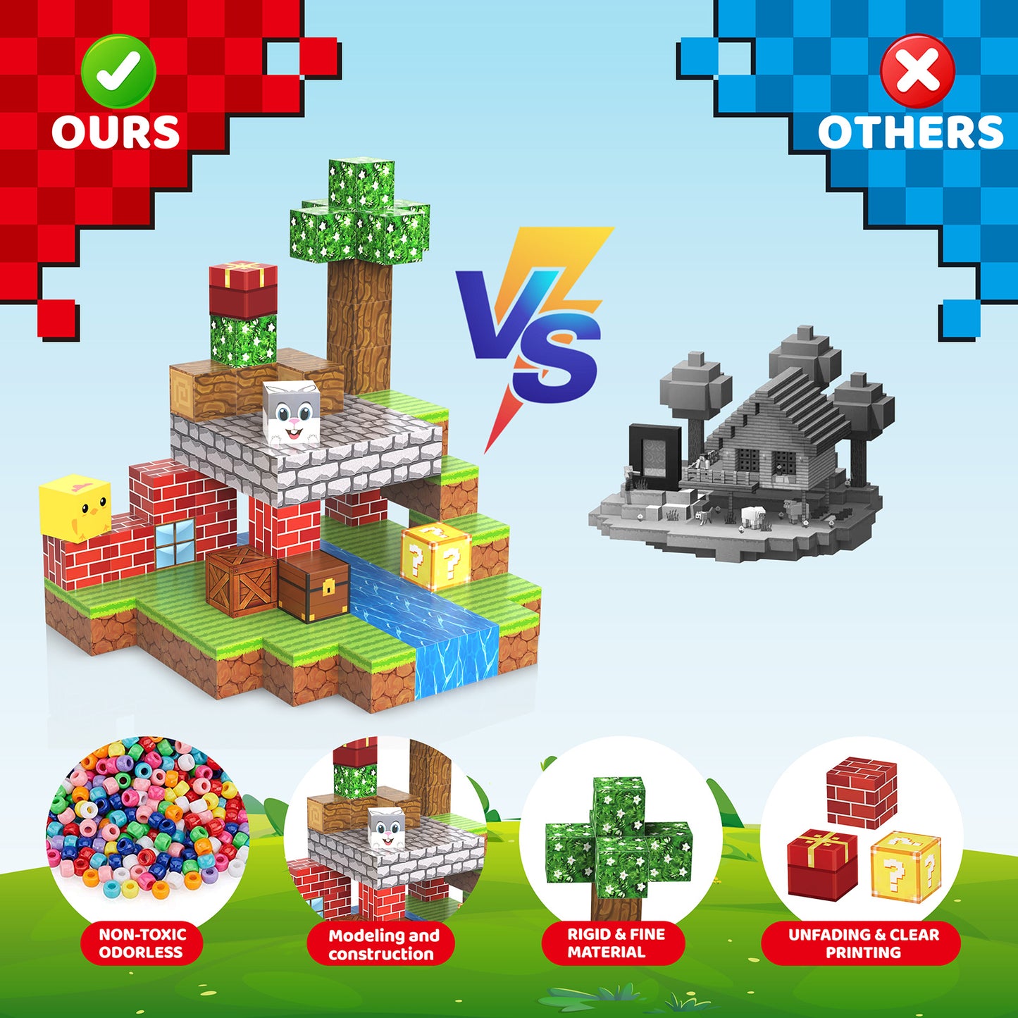 Casrra Magnetic Blocks Cube Game - 100PCS Kids Forest Magnetic Building Blocks STEM Montessori Stacking Toy, Gift for Boys and Girls Ages 3+