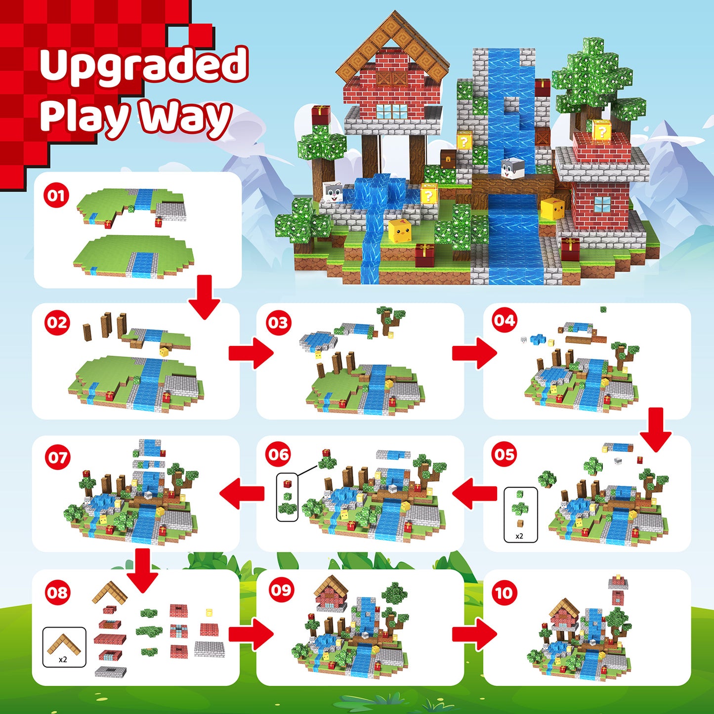 Casrra Magnetic Blocks Cube Game - 100PCS Kids Forest Magnetic Building Blocks STEM Montessori Stacking Toy, Gift for Boys and Girls Ages 3+