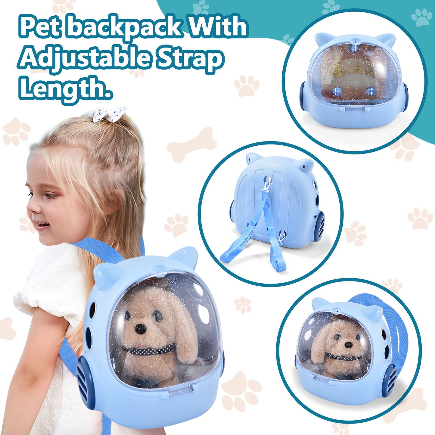 Casrra 25 Piece Kids Dog Toy Doctor Set, Interactive Plush Walking Barking Puppy Veterinarian Kit Carrier Play House Set with Pet Care Backpack - ABS Material Toys