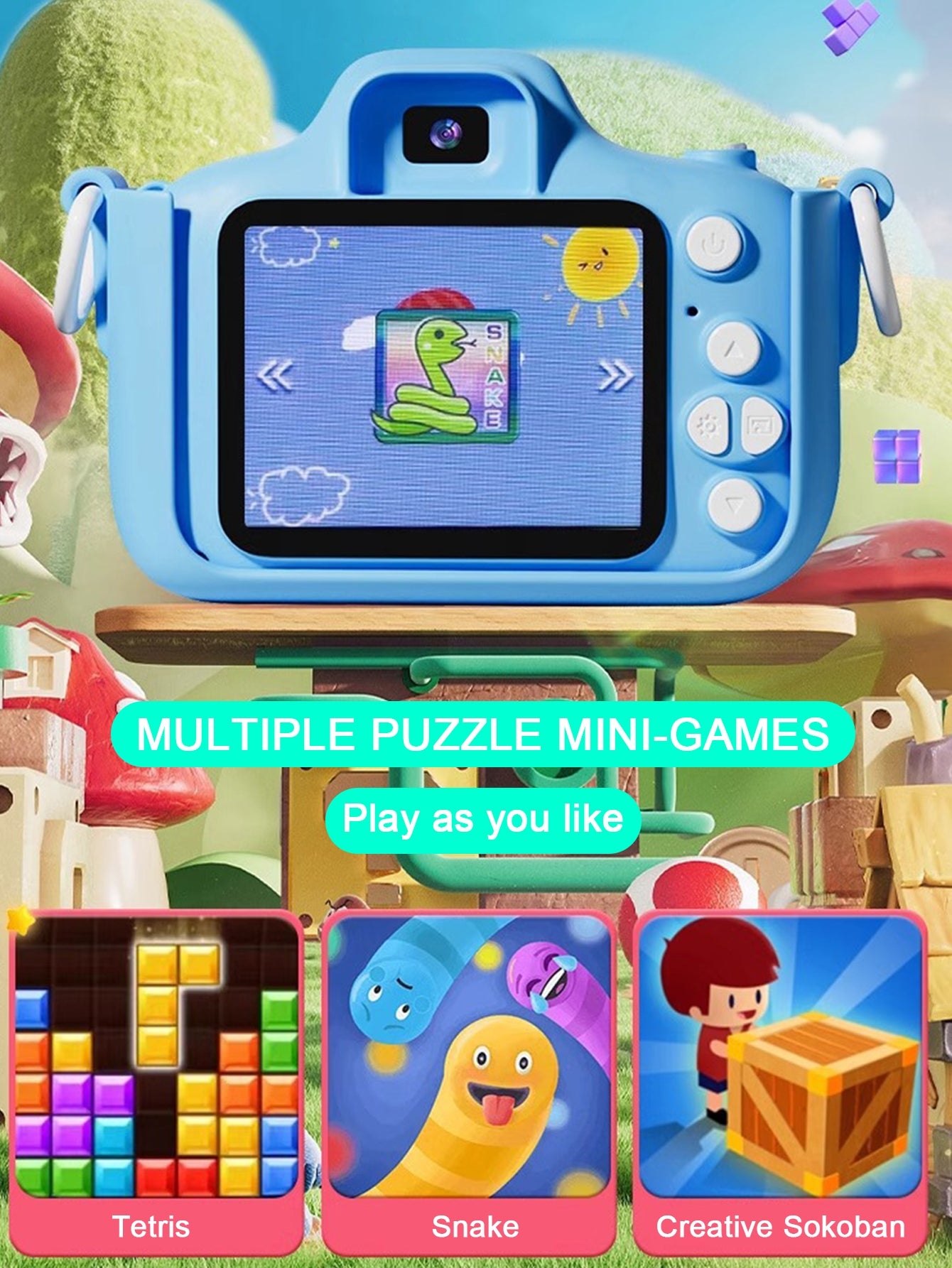 Casrra Blue Puppy-Shaped Kids Camera with 32GB Memory, Dual HD Cameras & Built-in Games for Ages 3-10