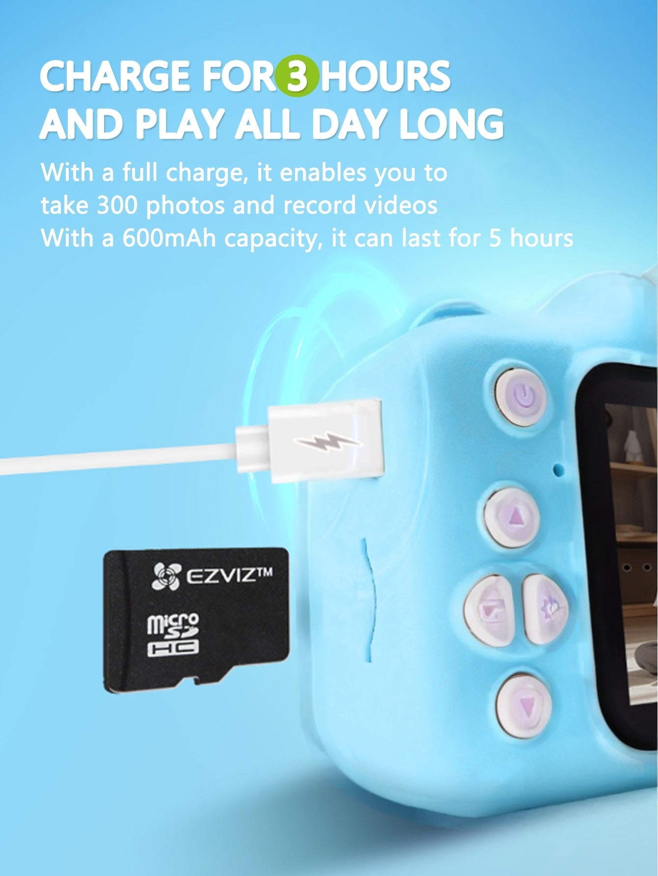 Casrra Blue Puppy-Shaped Kids Camera with 32GB Memory, Dual HD Cameras & Built-in Games for Ages 3-10