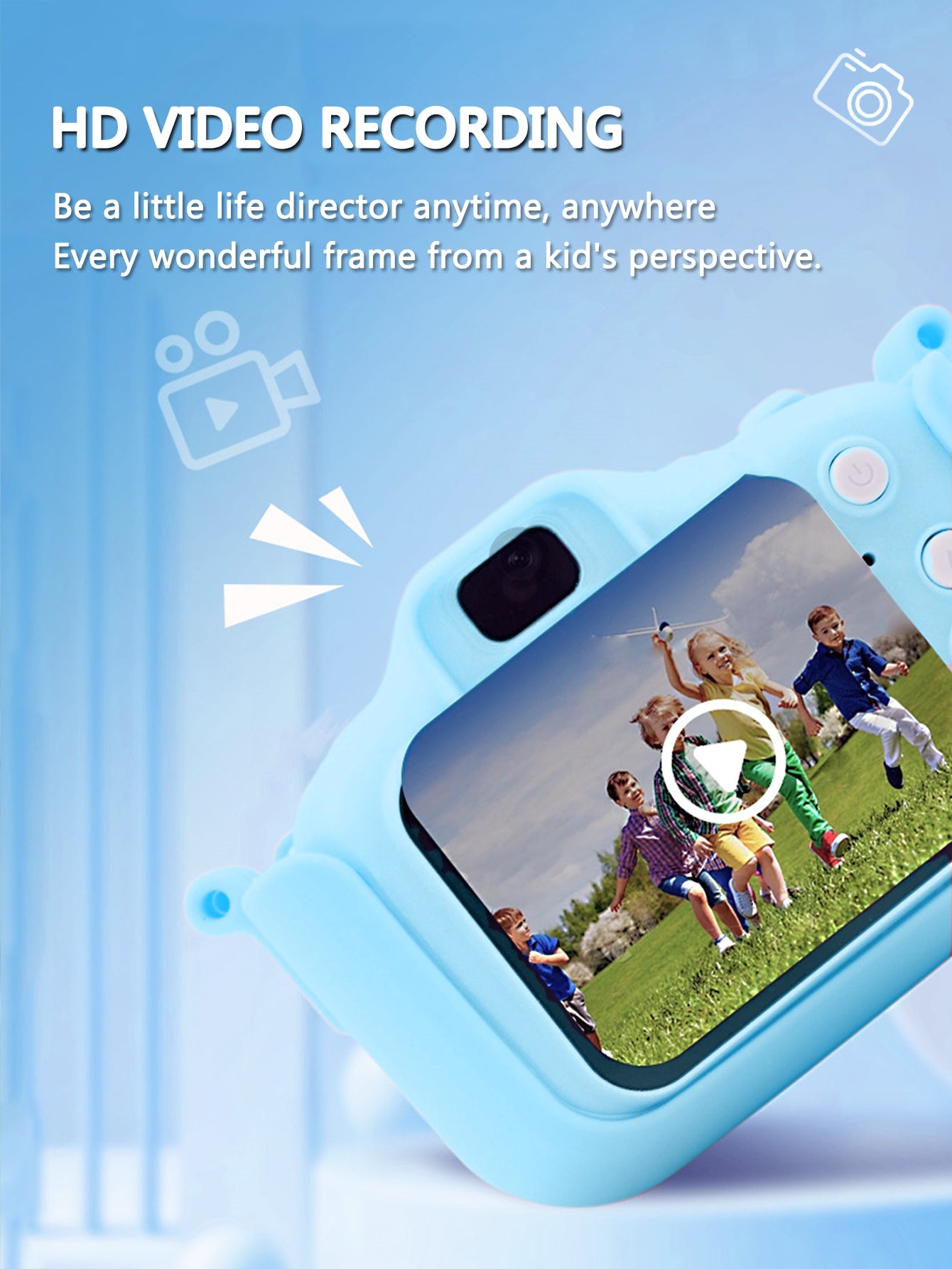 Casrra Blue Puppy-Shaped Kids Camera with 32GB Memory, Dual HD Cameras & Built-in Games for Ages 3-10
