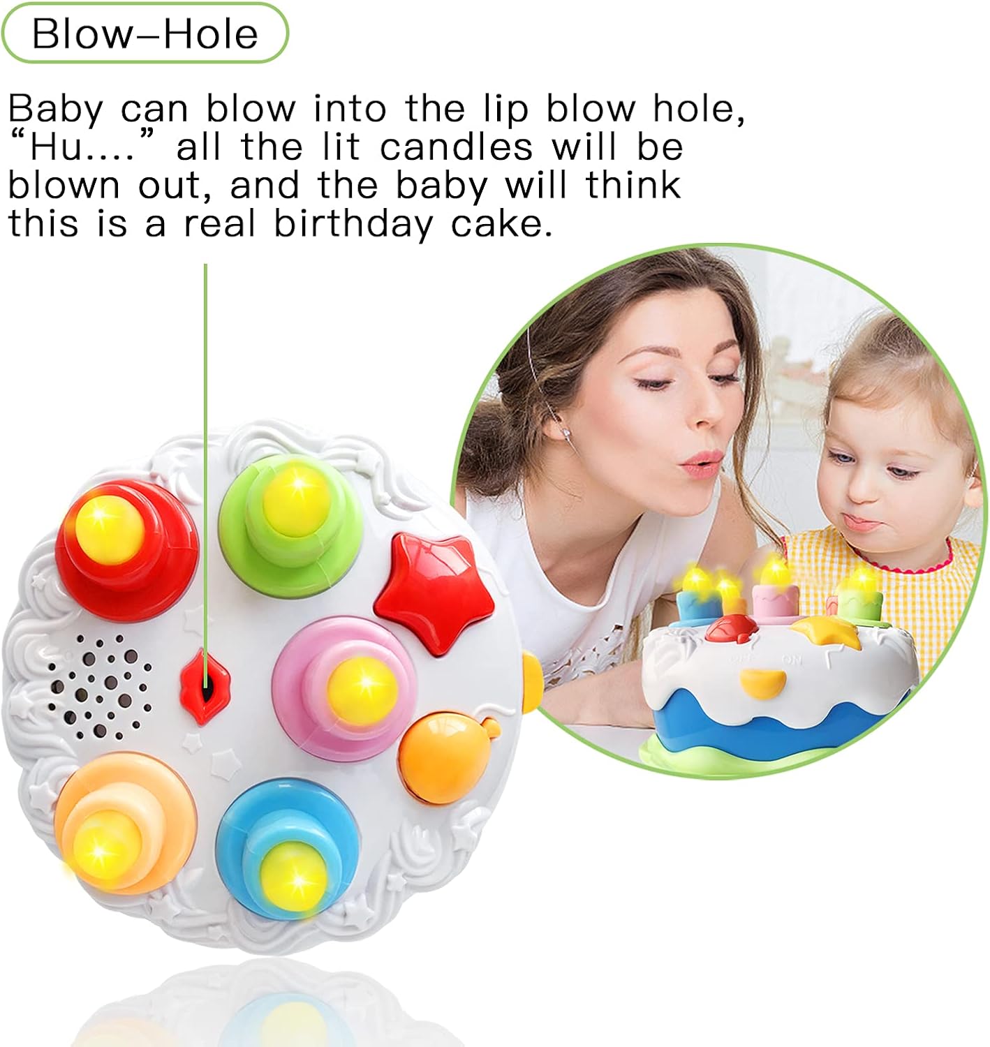 Casrra First Birthday Cake Toy - Music Cake Toys with Counting and Blow Candles Singing Toys for 1 2 3 4 Years Old Boys Girls Birthday and Xmas Gift